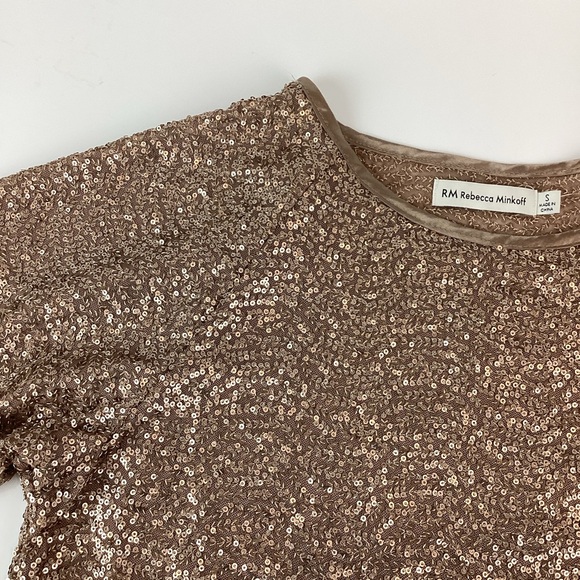 NWOT Rebecca Minkoff Brown Sequin Top | Small - Picture 7 of 10